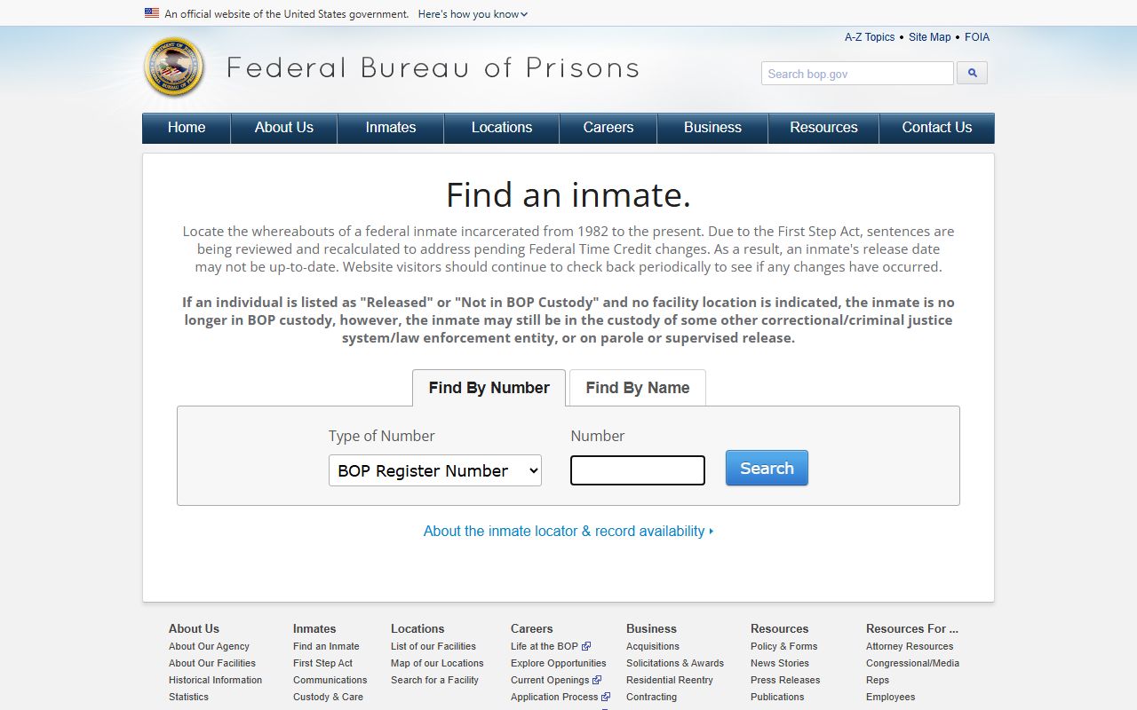 Federal BOP inmate locator without public Jefferson County mugshots